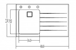 Sklenený drez R Line 860x540 1x, biely, ľavý